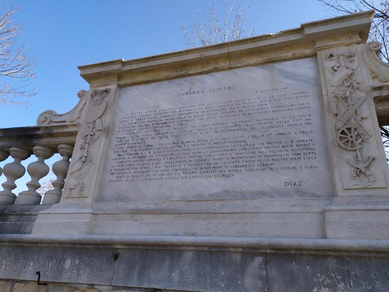 Lapide commemorativa: Bollettino della Vittoria Italiana